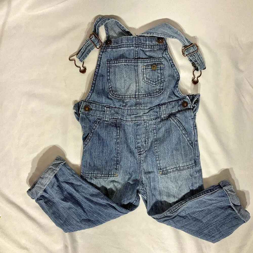 OshKosh B'Gosh 2T Striped Jean Overalls Denim Toddler Kids